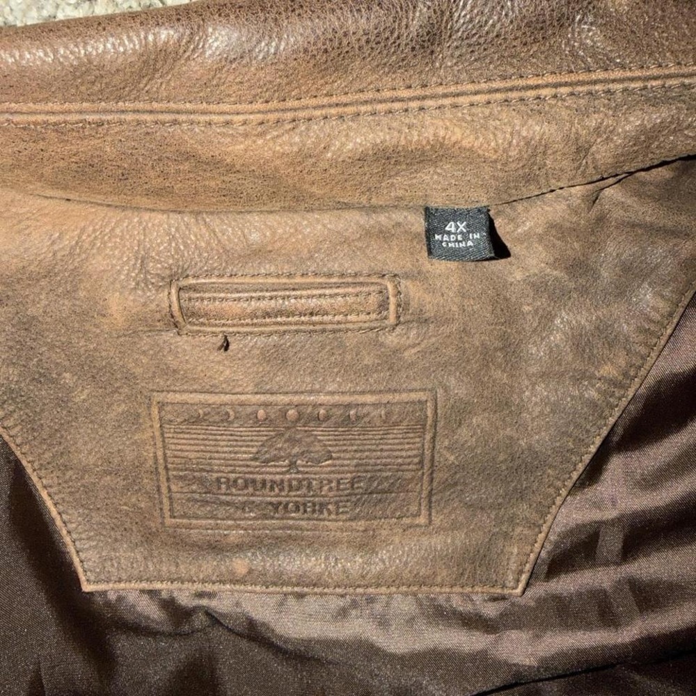 Roundtree & Yorke Men's Distressed Brown Genuine Leather Jacket 4X - Picture 4 of 6